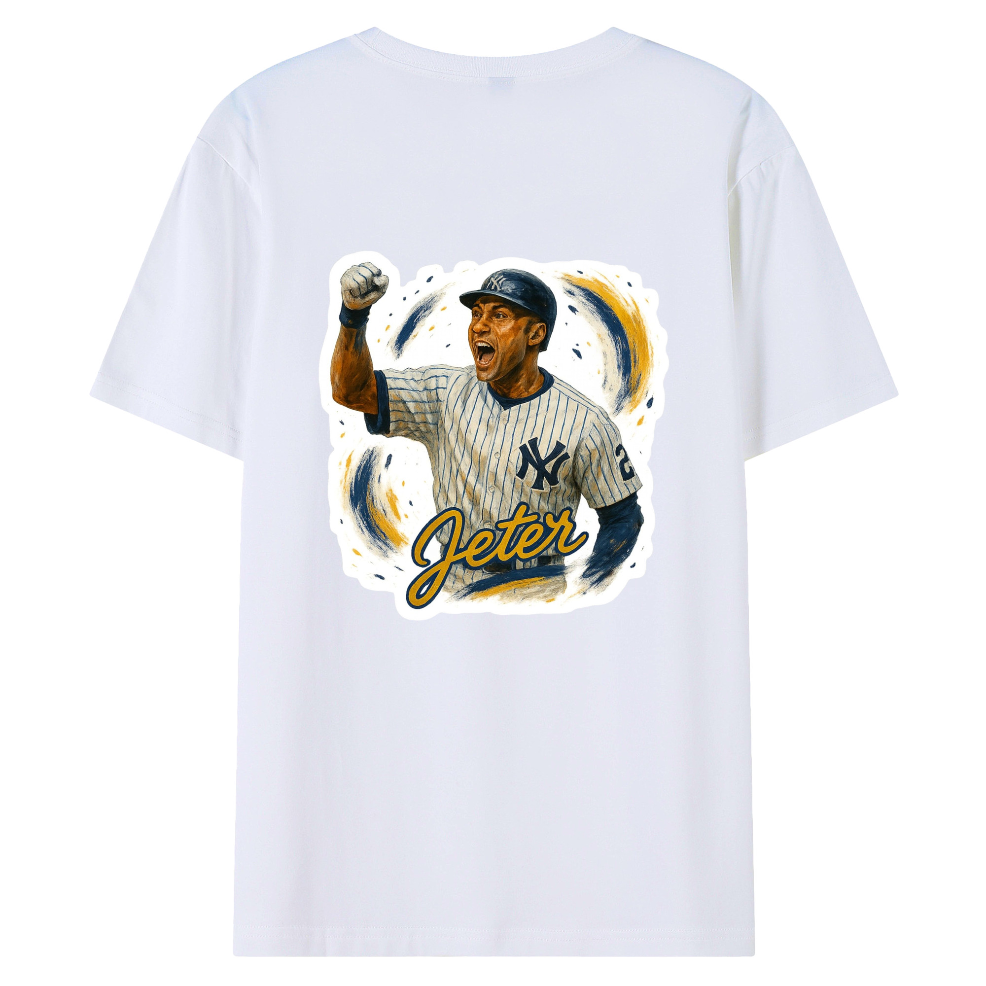 Derek Jeter 82 180g Combed Cotton T-Shirt With Back Heat Transfer Print – Soft, Lightweight, Fitted Design – Stylish Casual Wear For Sports & Everyday Use
