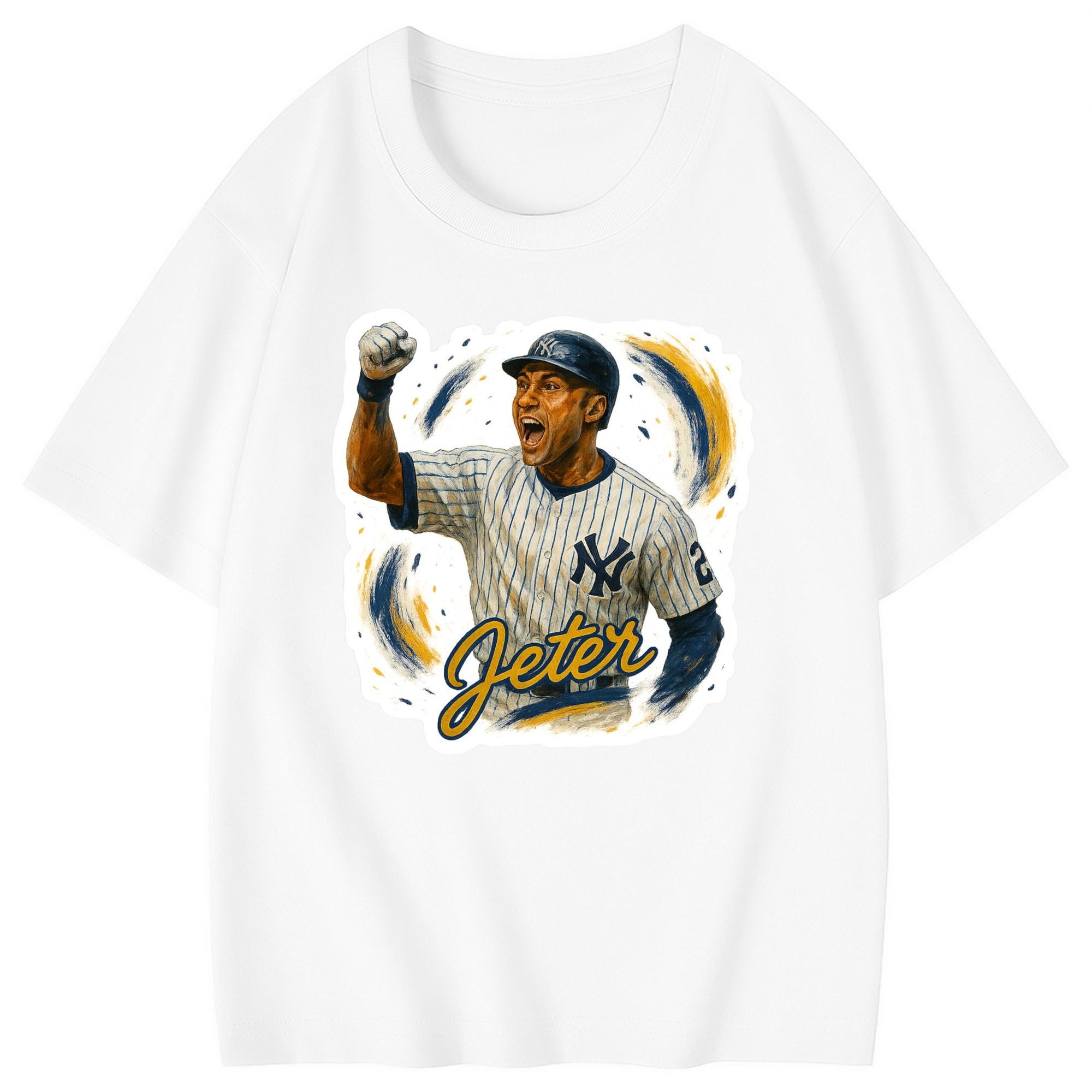 Derek Jeter 82 Combed Cotton Kids T-Shirt 180g With Front Heat Transfer Print – Soft, Lightweight, Side-Seamed Design – Stylish And Comfortable Casual Wear For Everyday Activities