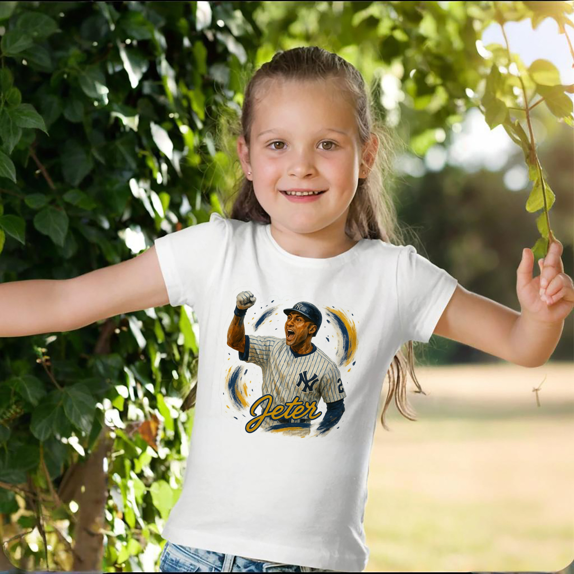 Derek Jeter 82 Combed Cotton Kids T-Shirt 180g With Front Heat Transfer Print – Soft, Lightweight, Side-Seamed Design – Stylish And Comfortable Casual Wear For Everyday Activities