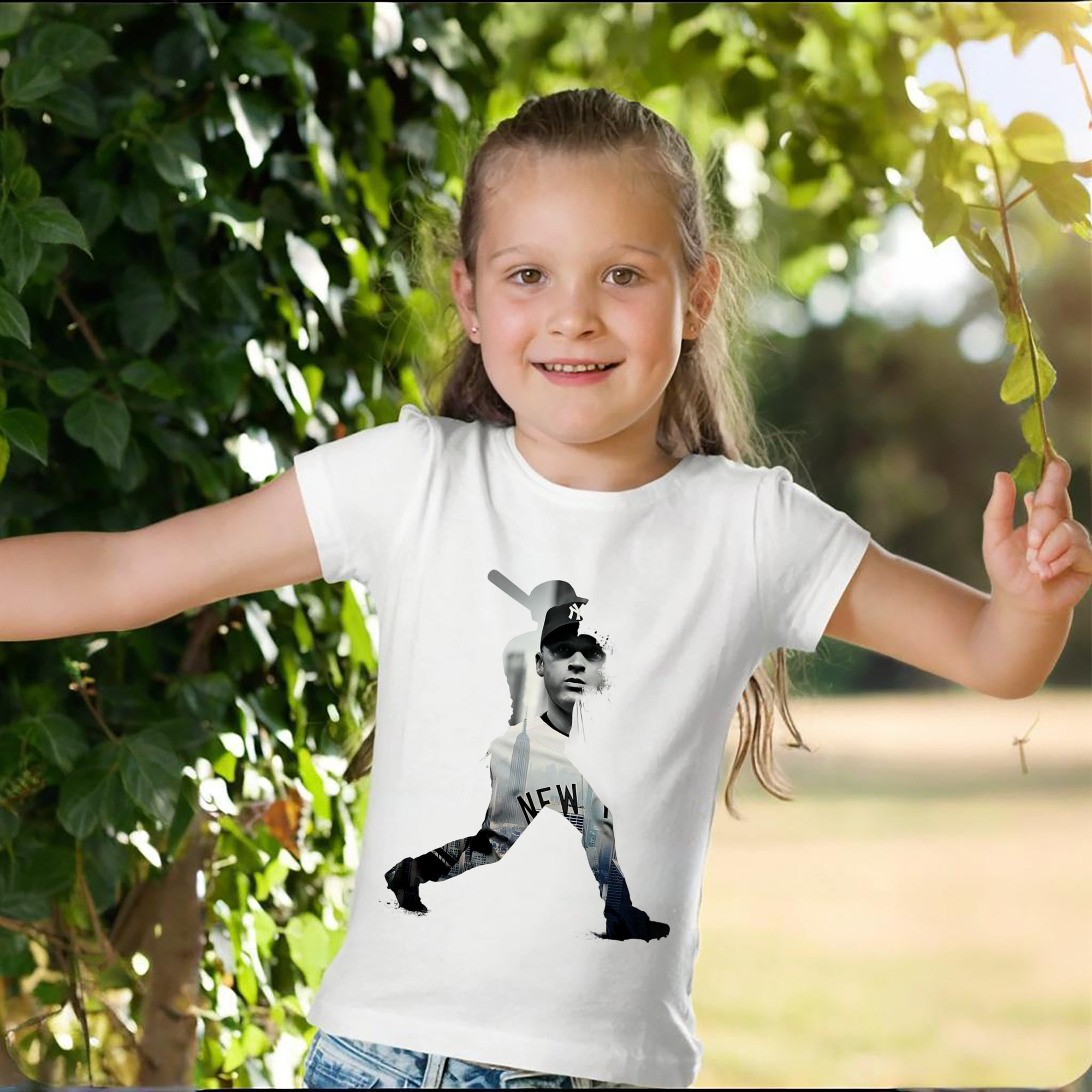 Derek Jeter 83 Combed Cotton Kids T-Shirt 180g With Front Heat Transfer Print – Soft, Lightweight, Side-Seamed Design – Stylish And Comfortable Casual Wear For Everyday Activities