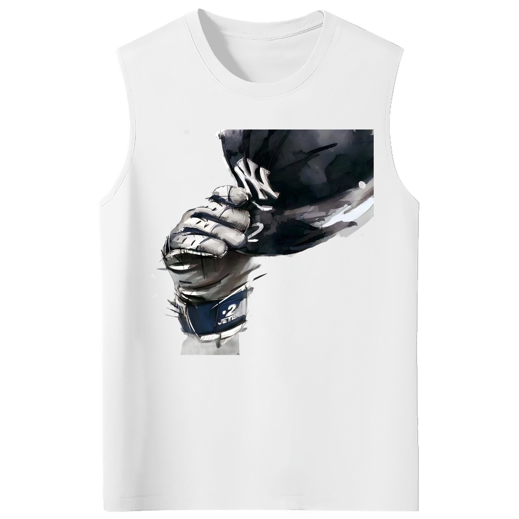 Derek Jeter 76 210g Combed Cotton Tank Top With Front Heat Transfer Print – Soft, Lightweight, Fitted Design – Stylish & Comfortable Casual Wear For Sports & Everyday Use