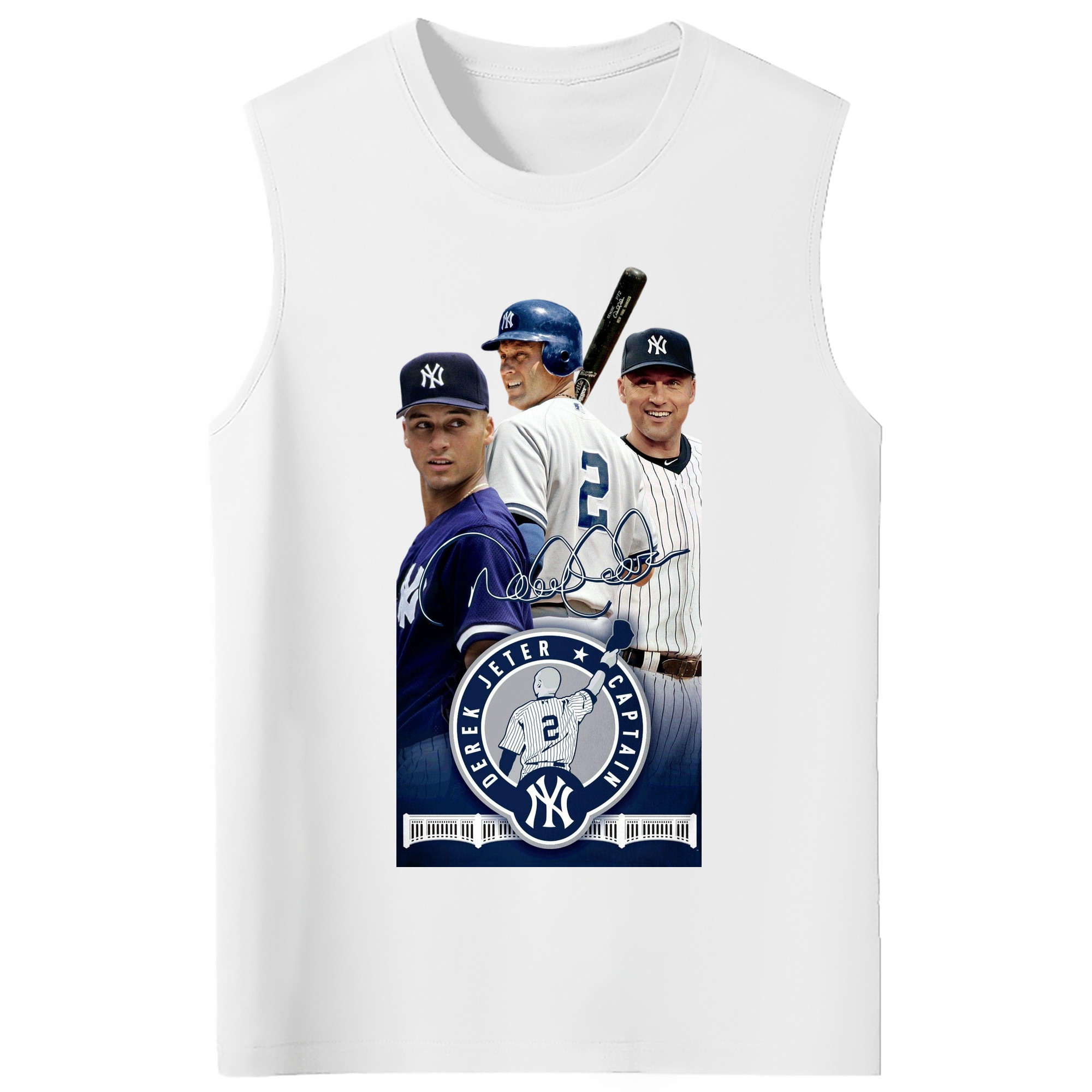 Derek Jeter 79 210g Combed Cotton Tank Top With Front Heat Transfer Print – Soft, Lightweight, Fitted Design – Stylish & Comfortable Casual Wear For Sports & Everyday Use