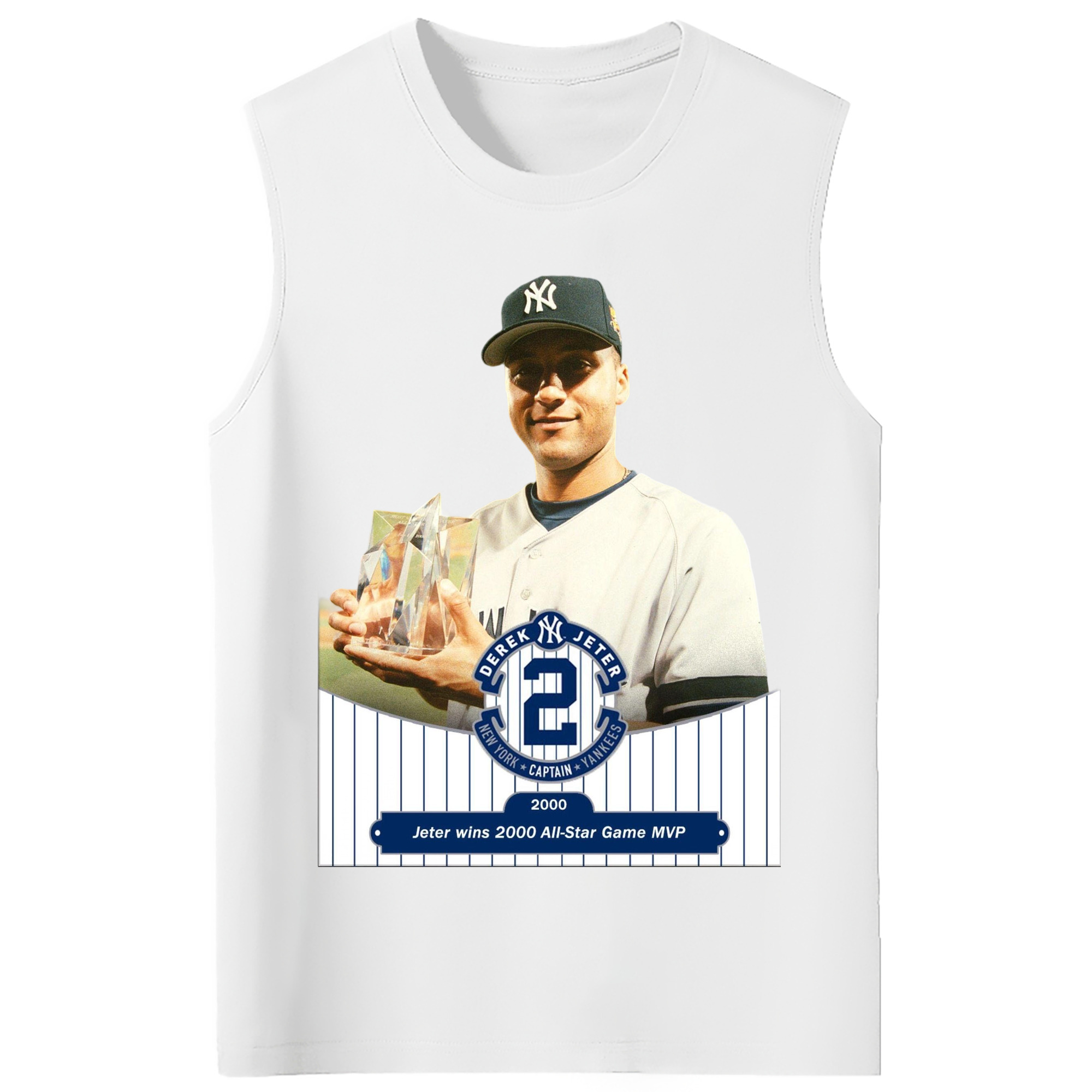 Derek Jeter 80 210g Combed Cotton Tank Top With Front Heat Transfer Print – Soft, Lightweight, Fitted Design – Stylish & Comfortable Casual Wear For Sports & Everyday Use