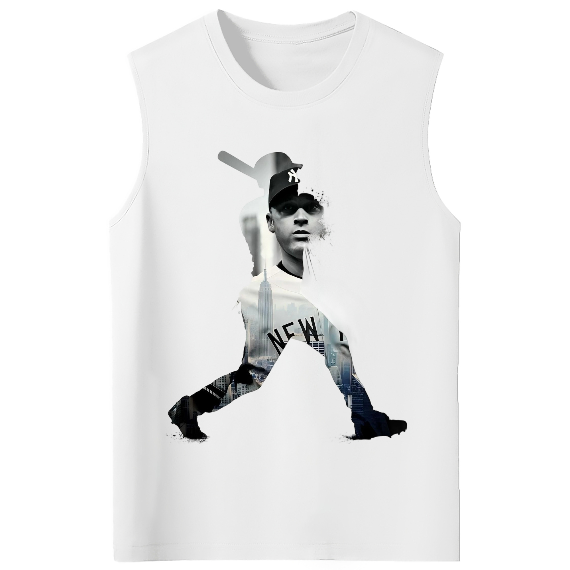 Derek Jeter 83 210g Combed Cotton Tank Top With Front Heat Transfer Print – Soft, Lightweight, Fitted Design – Stylish & Comfortable Casual Wear For Sports & Everyday Use