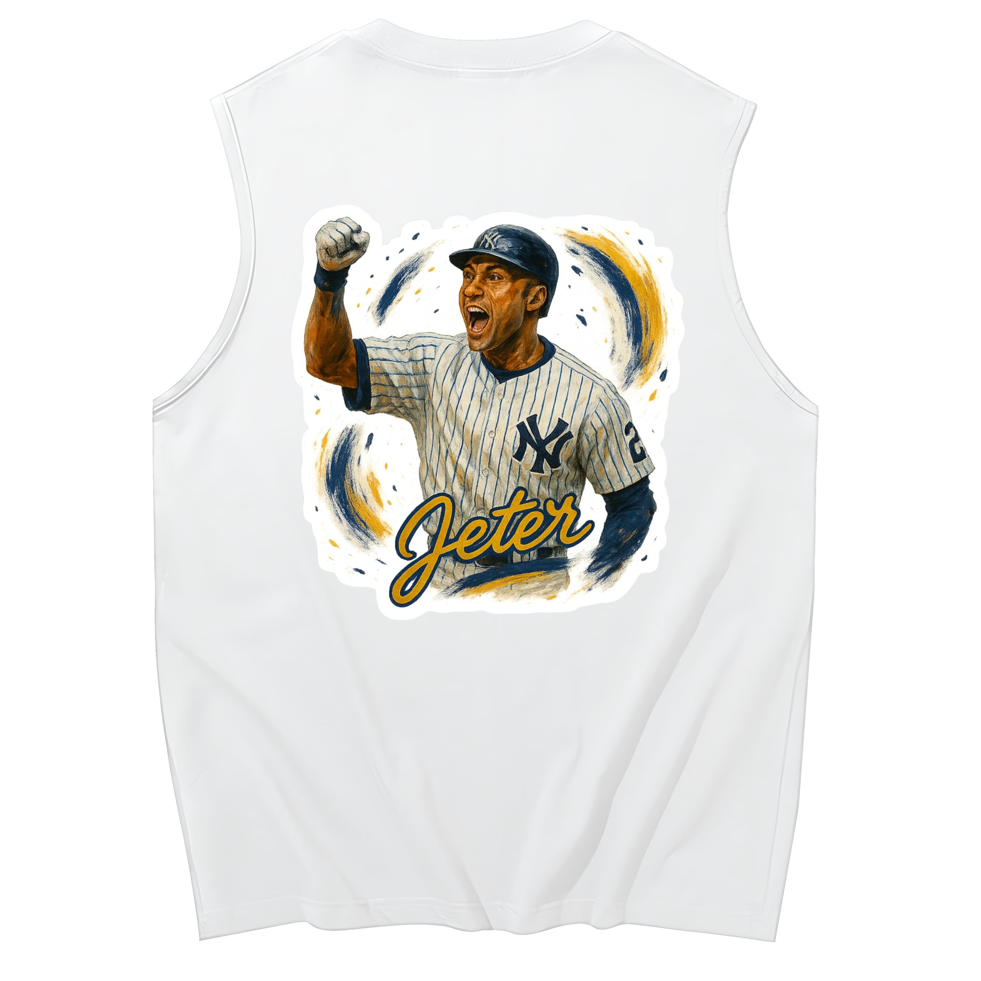 Derek Jeter 82 230g Pure Cotton Tank Top With Back Heat Transfer Print – Soft, Lightweight, Fitted Design – Stylish & Comfortable Casual Wear For Sports & Everyday Use