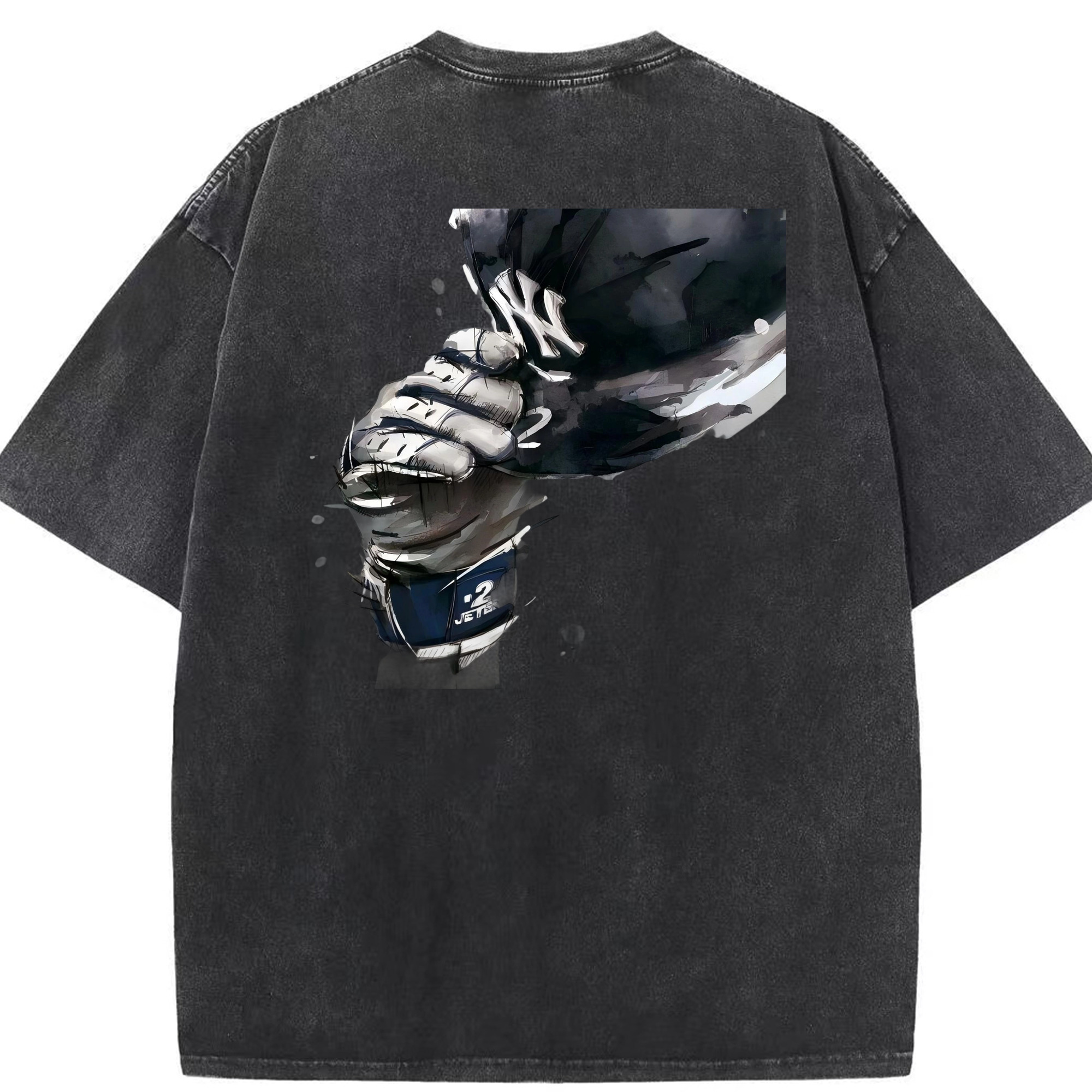 Derek Jeter 76 Washed Vintage 230g Cotton Oversized T-Shirt With Back Heat Transfer Print – Soft, Lightweight & Stylish – Comfortable Casual Wear For Sports & Everyday Use