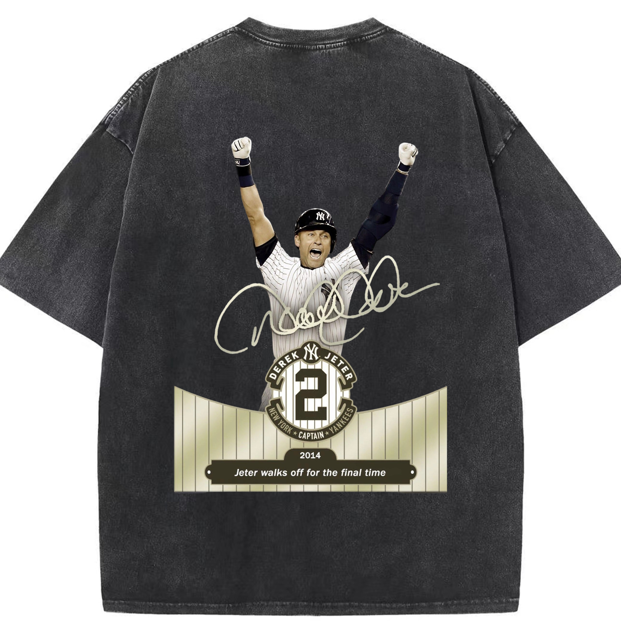 Derek Jeter 81 Washed Vintage 230g Cotton Oversized T-Shirt With Back Heat Transfer Print – Soft, Lightweight & Stylish – Comfortable Casual Wear For Sports & Everyday Use