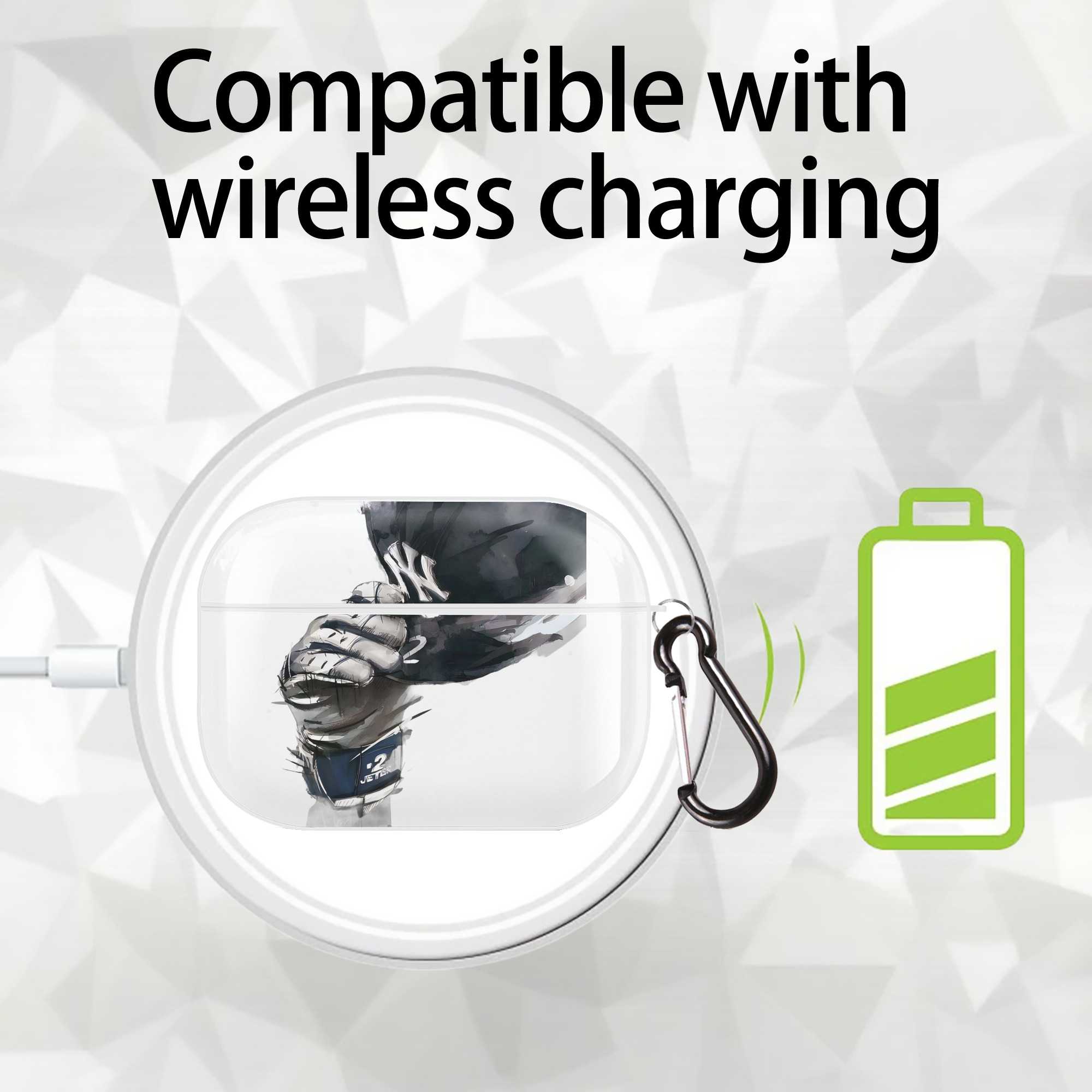 Derek Jeter 76 AirPods Pro Hard Case White With Keychain, Durable Flexible PC, Precise Cutouts, Anti-Fingerprint, Yellowing & Scratch Resistant, Full Protection, Washable