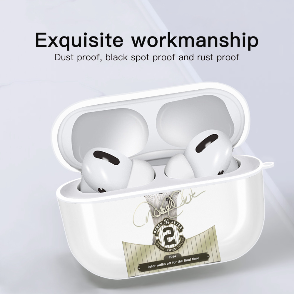 Derek Jeter 81 AirPods Pro Hard Case White With Keychain, Durable Flexible PC, Precise Cutouts, Anti-Fingerprint, Yellowing & Scratch Resistant, Full Protection, Washable
