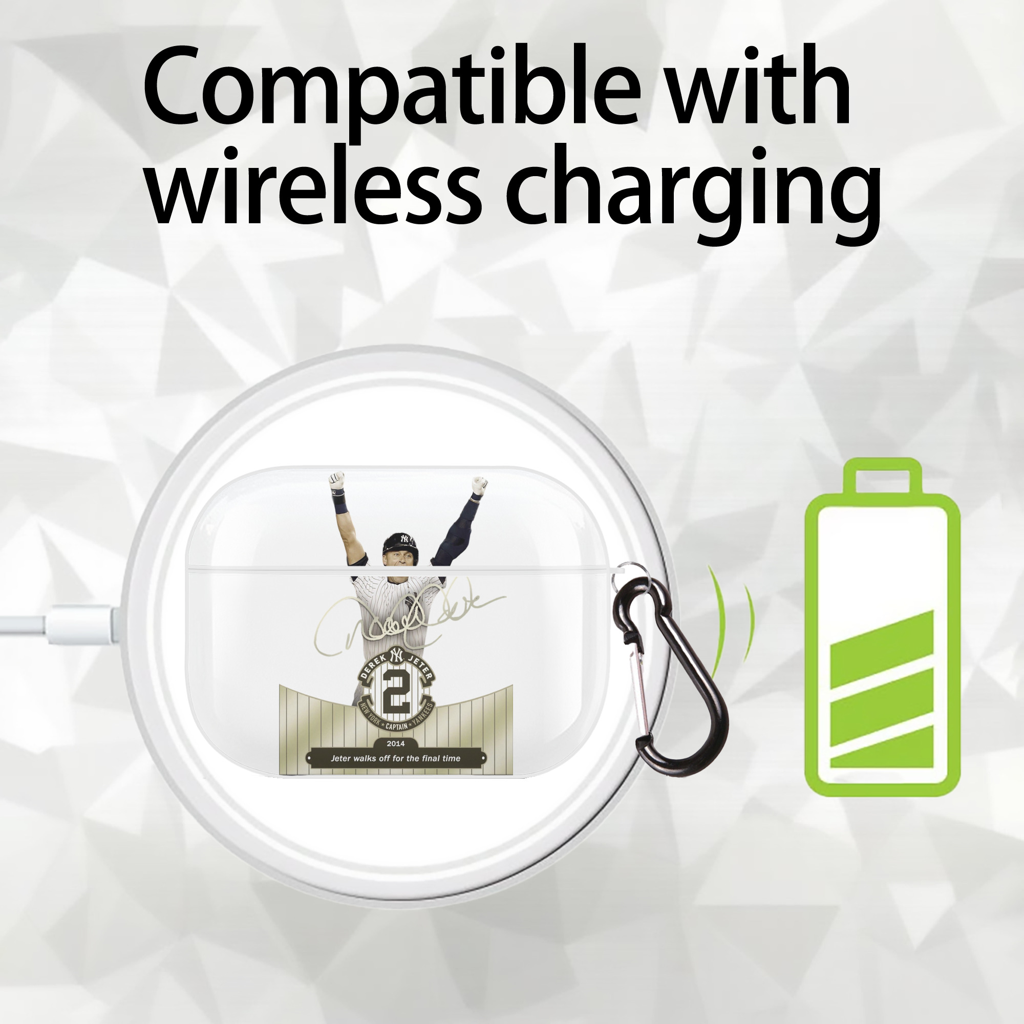 Derek Jeter 81 AirPods Pro Hard Case White With Keychain, Durable Flexible PC, Precise Cutouts, Anti-Fingerprint, Yellowing & Scratch Resistant, Full Protection, Washable