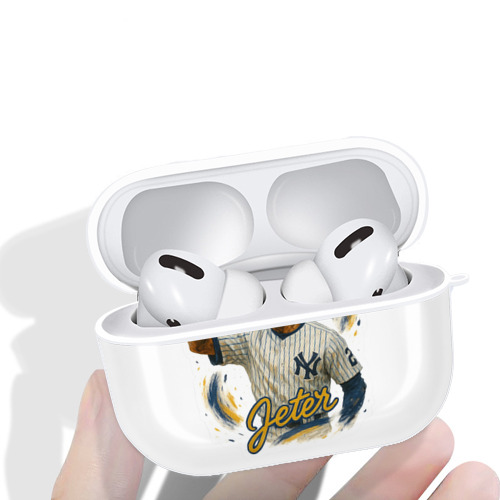 Derek Jeter 82 AirPods Pro Hard Case White With Keychain, Durable Flexible PC, Precise Cutouts, Anti-Fingerprint, Yellowing & Scratch Resistant, Full Protection, Washable