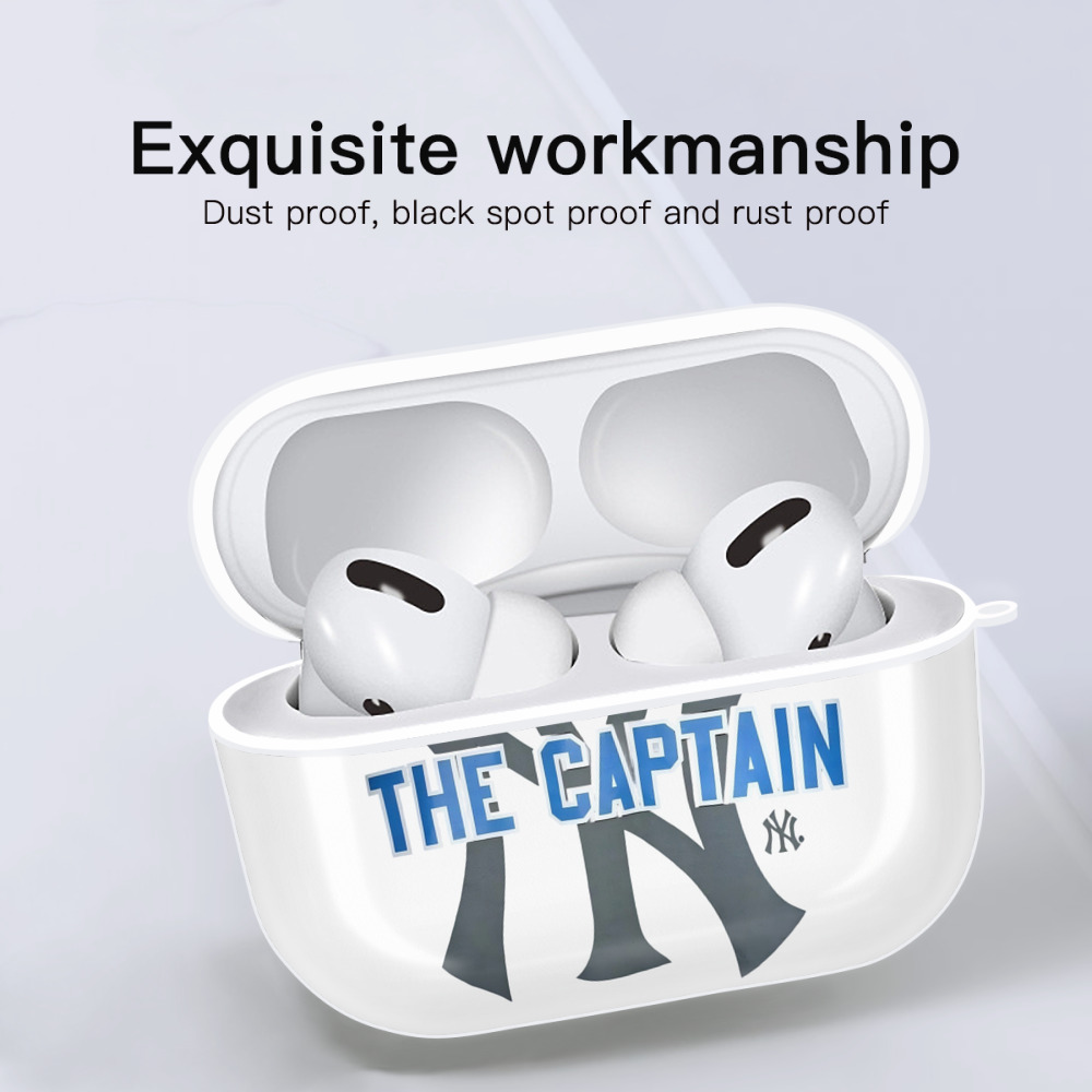 Derek Jeter 84 AirPods Pro Hard Case White With Keychain, Durable Flexible PC, Precise Cutouts, Anti-Fingerprint, Yellowing & Scratch Resistant, Full Protection, Washable