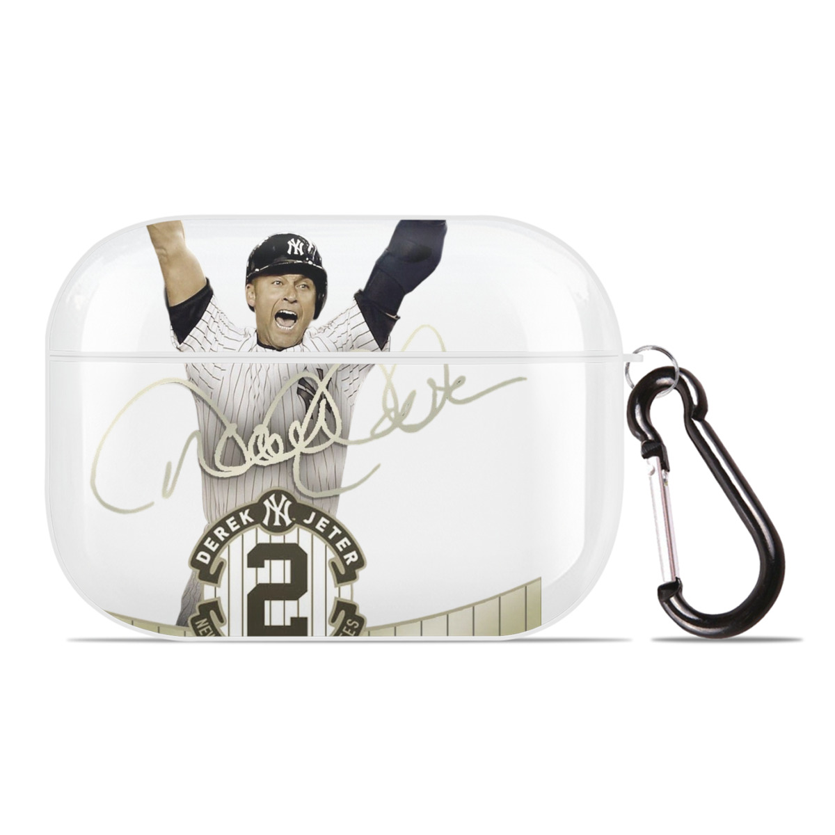 Derek Jeter 81 AirPods Pro Hard Case White With Keychain, Durable Flexible PC, Precise Cutouts, Anti-Fingerprint, Yellowing & Scratch Resistant, Full Protection, Washable