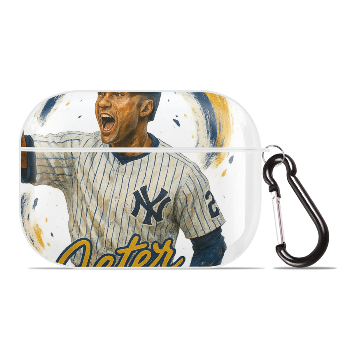 Derek Jeter 82 AirPods Pro Hard Case White With Keychain, Durable Flexible PC, Precise Cutouts, Anti-Fingerprint, Yellowing & Scratch Resistant, Full Protection, Washable