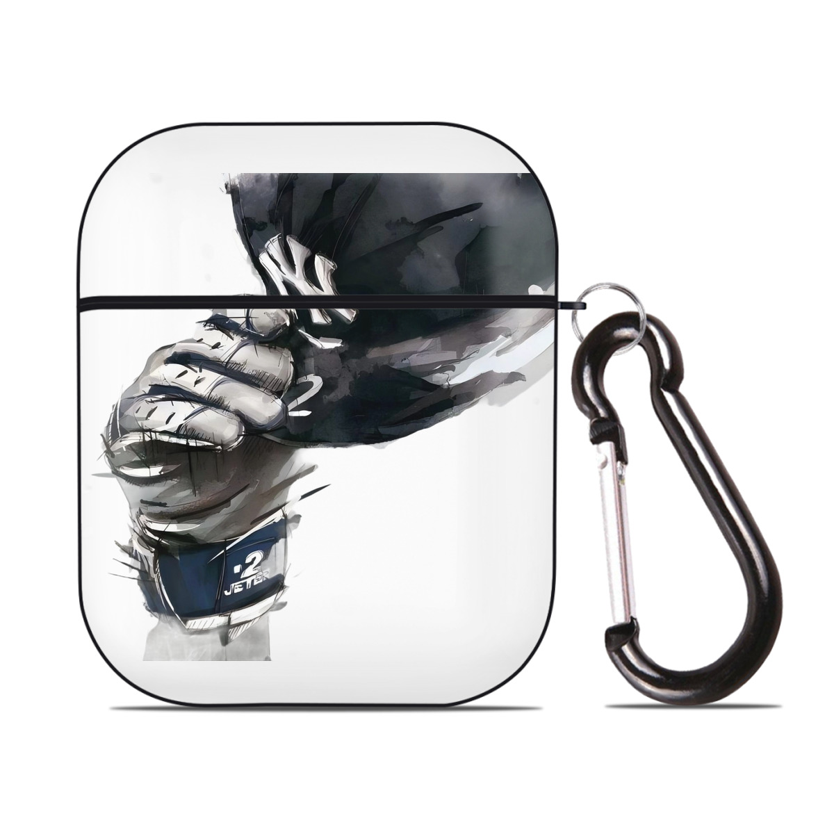 Derek Jeter 76 AirPods 2 Case Hard Shell Black, Flexible PC Material, Precise Cutouts, Full Protection, Anti-Fingerprint, Washable, Includes Keychain – Durable & Slim Design