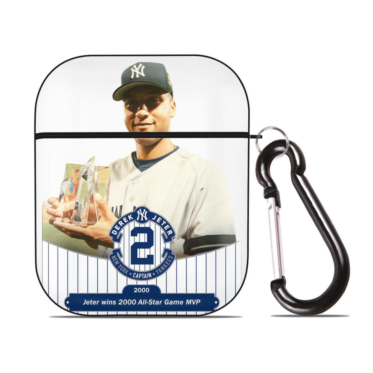 Derek Jeter 80 AirPods 2 Case Hard Shell Black, Flexible PC Material, Precise Cutouts, Full Protection, Anti-Fingerprint, Washable, Includes Keychain – Durable & Slim Design