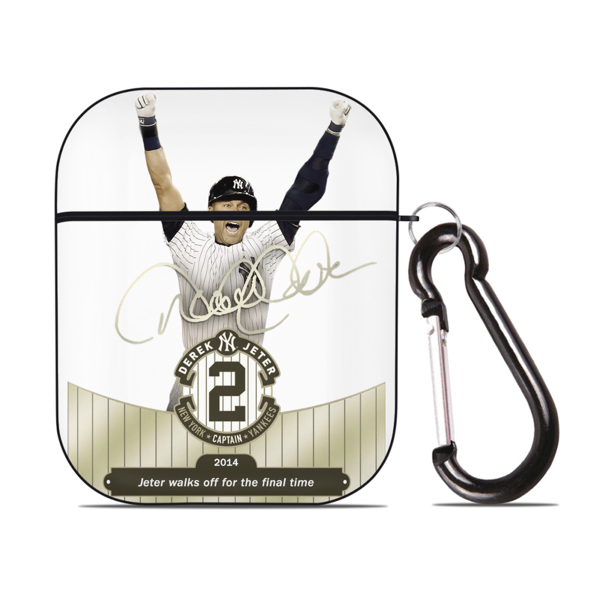 Derek Jeter 81 AirPods 2 Case Hard Shell Black, Flexible PC Material, Precise Cutouts, Full Protection, Anti-Fingerprint, Washable, Includes Keychain – Durable & Slim Design