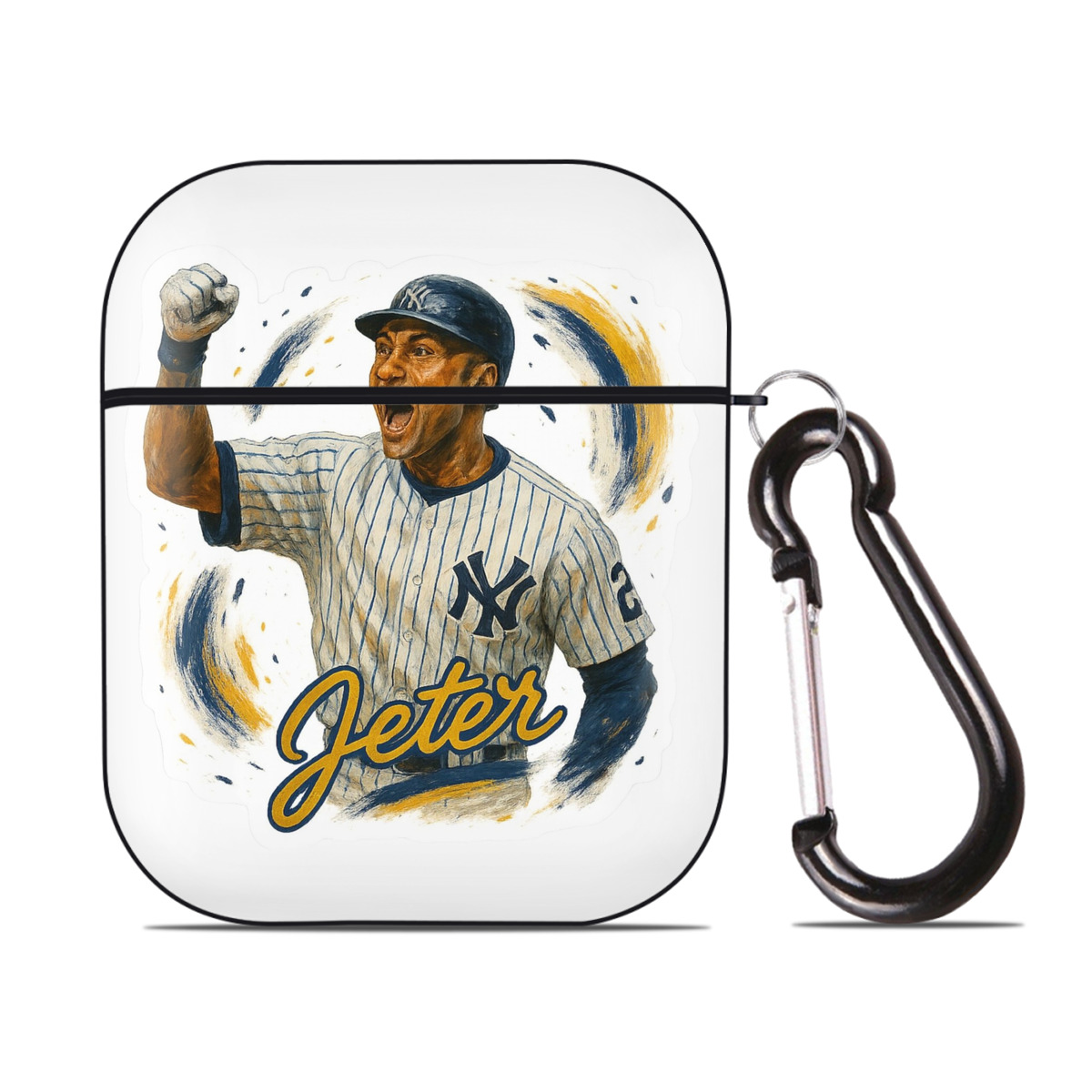 Derek Jeter 82 AirPods 2 Case Hard Shell Black, Flexible PC Material, Precise Cutouts, Full Protection, Anti-Fingerprint, Washable, Includes Keychain – Durable & Slim Design
