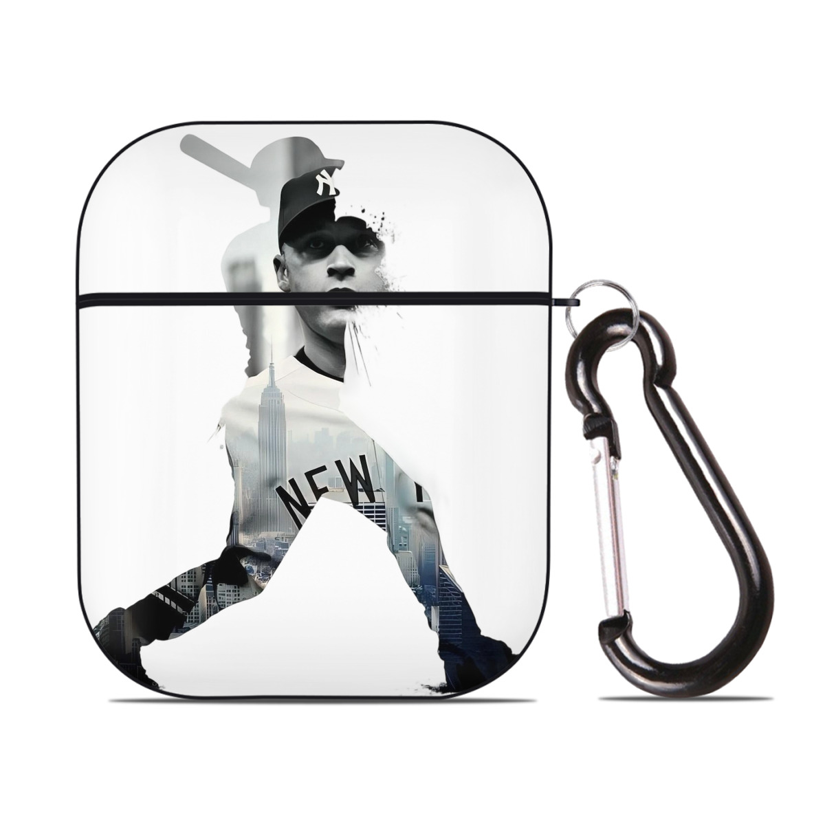 Derek Jeter 83 AirPods 2 Case Hard Shell Black, Flexible PC Material, Precise Cutouts, Full Protection, Anti-Fingerprint, Washable, Includes Keychain – Durable & Slim Design