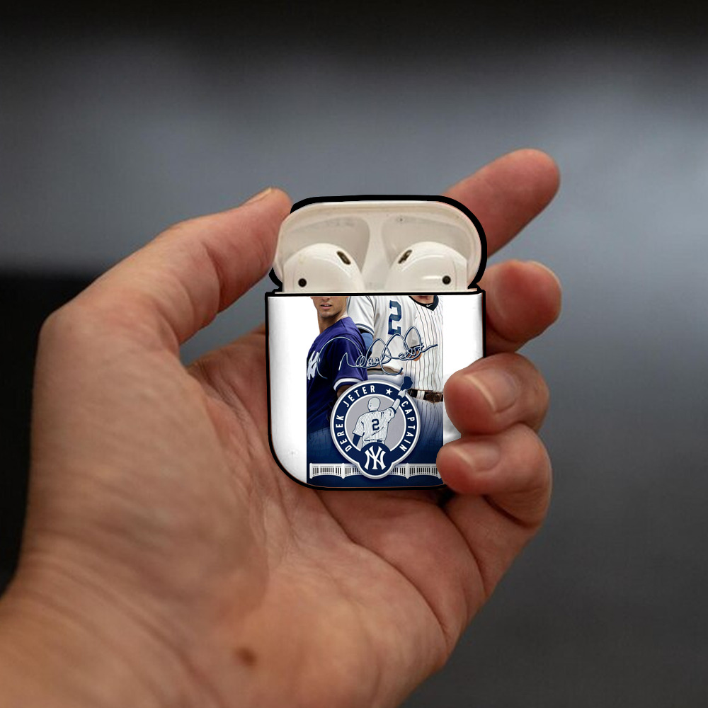 Derek Jeter 79 AirPods 2 Case Hard Shell Black, Flexible PC Material, Precise Cutouts, Full Protection, Anti-Fingerprint, Washable, Includes Keychain – Durable & Slim Design