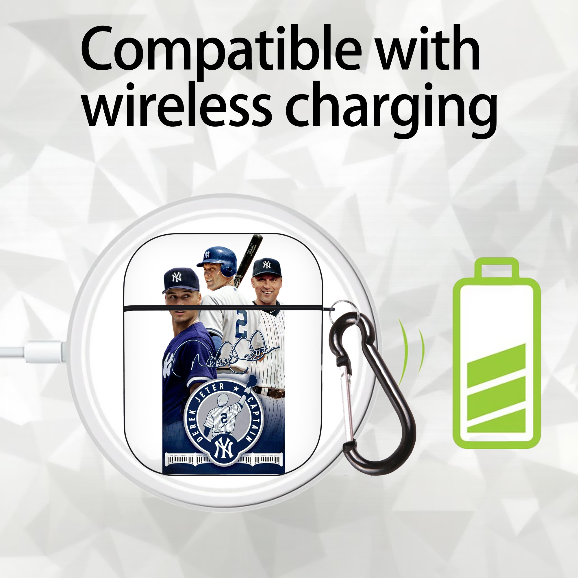 Derek Jeter 79 AirPods 2 Case Hard Shell Black, Flexible PC Material, Precise Cutouts, Full Protection, Anti-Fingerprint, Washable, Includes Keychain – Durable & Slim Design