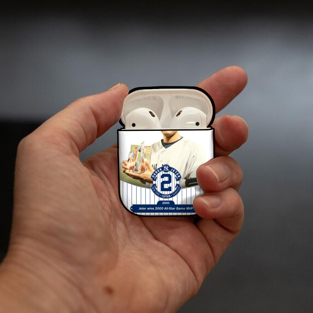 Derek Jeter 80 AirPods 2 Case Hard Shell Black, Flexible PC Material, Precise Cutouts, Full Protection, Anti-Fingerprint, Washable, Includes Keychain – Durable & Slim Design