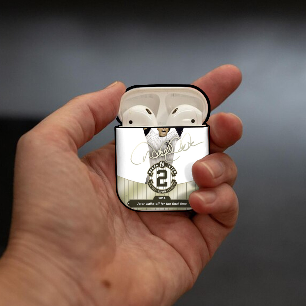 Derek Jeter 81 AirPods 2 Case Hard Shell Black, Flexible PC Material, Precise Cutouts, Full Protection, Anti-Fingerprint, Washable, Includes Keychain – Durable & Slim Design
