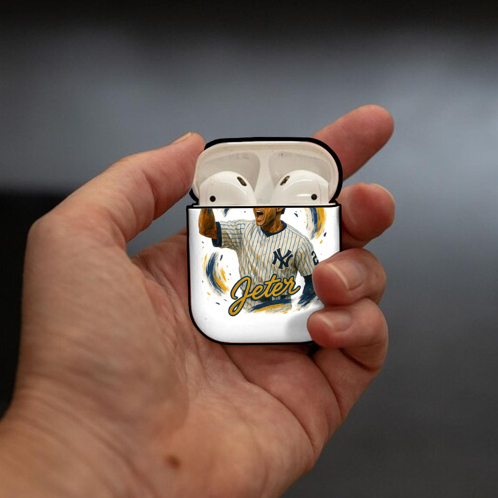 Derek Jeter 82 AirPods 2 Case Hard Shell Black, Flexible PC Material, Precise Cutouts, Full Protection, Anti-Fingerprint, Washable, Includes Keychain – Durable & Slim Design