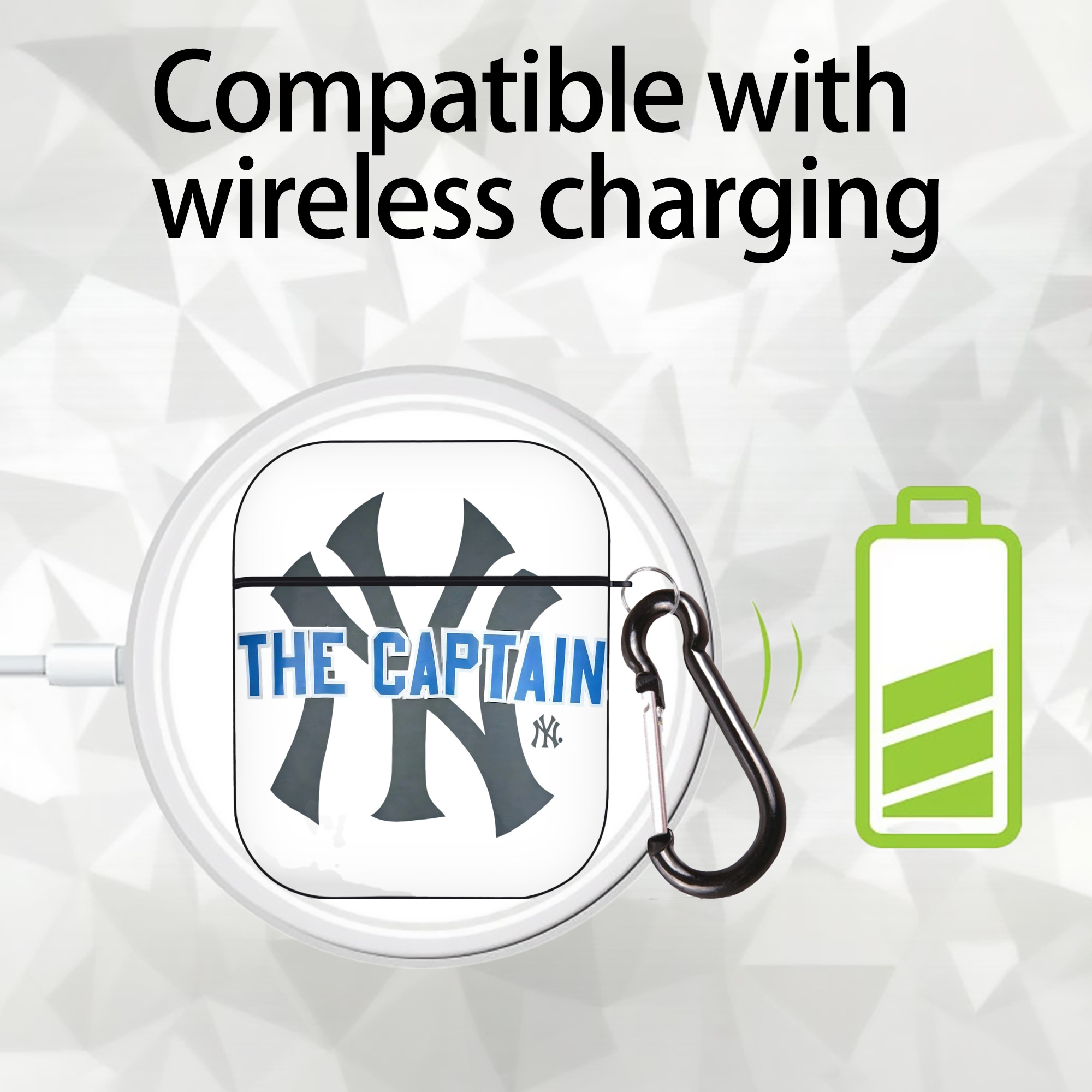 Derek Jeter 84 AirPods 2 Case Hard Shell Black, Flexible PC Material, Precise Cutouts, Full Protection, Anti-Fingerprint, Washable, Includes Keychain – Durable & Slim Design