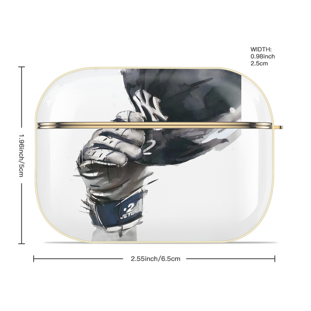Derek Jeter 76 Luxury Gold AirPods Pro Case With Keychain, Flexible PC Material, Full Protection, Precise Cutouts, Anti-Fingerprint, Washable, Durable Design