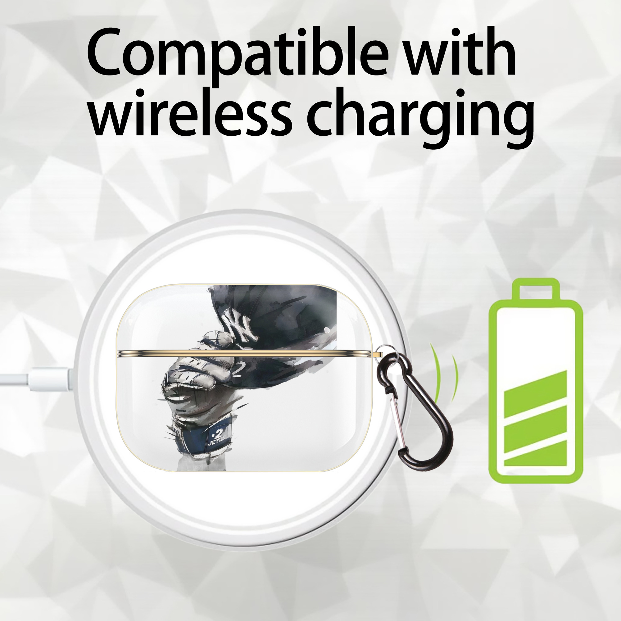 Derek Jeter 76 Luxury Gold AirPods Pro Case With Keychain, Flexible PC Material, Full Protection, Precise Cutouts, Anti-Fingerprint, Washable, Durable Design