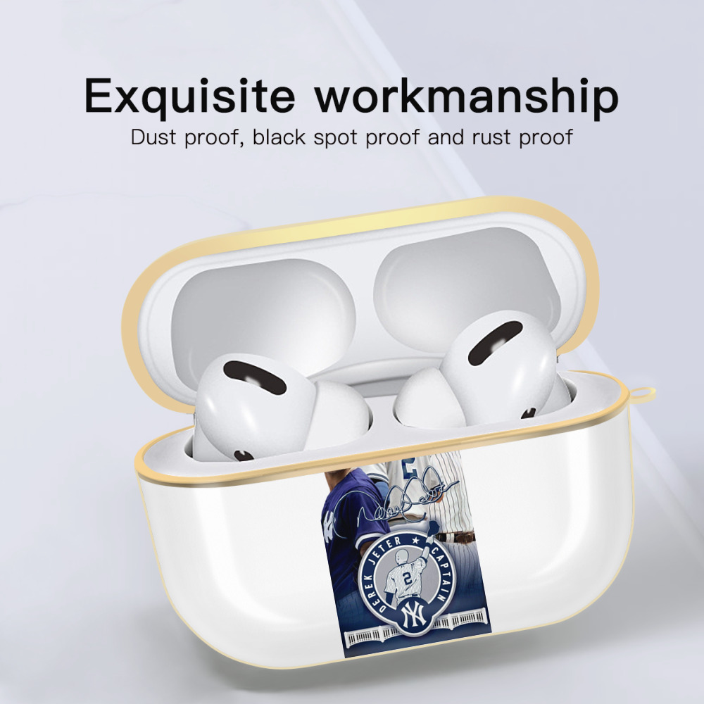 Derek Jeter 79 Luxury Gold AirPods Pro Case With Keychain, Flexible PC Material, Full Protection, Precise Cutouts, Anti-Fingerprint, Washable, Durable Design