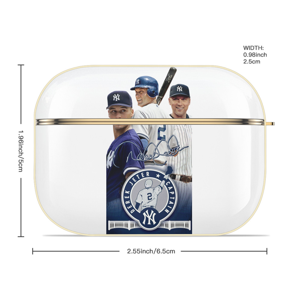 Derek Jeter 79 Luxury Gold AirPods Pro Case With Keychain, Flexible PC Material, Full Protection, Precise Cutouts, Anti-Fingerprint, Washable, Durable Design