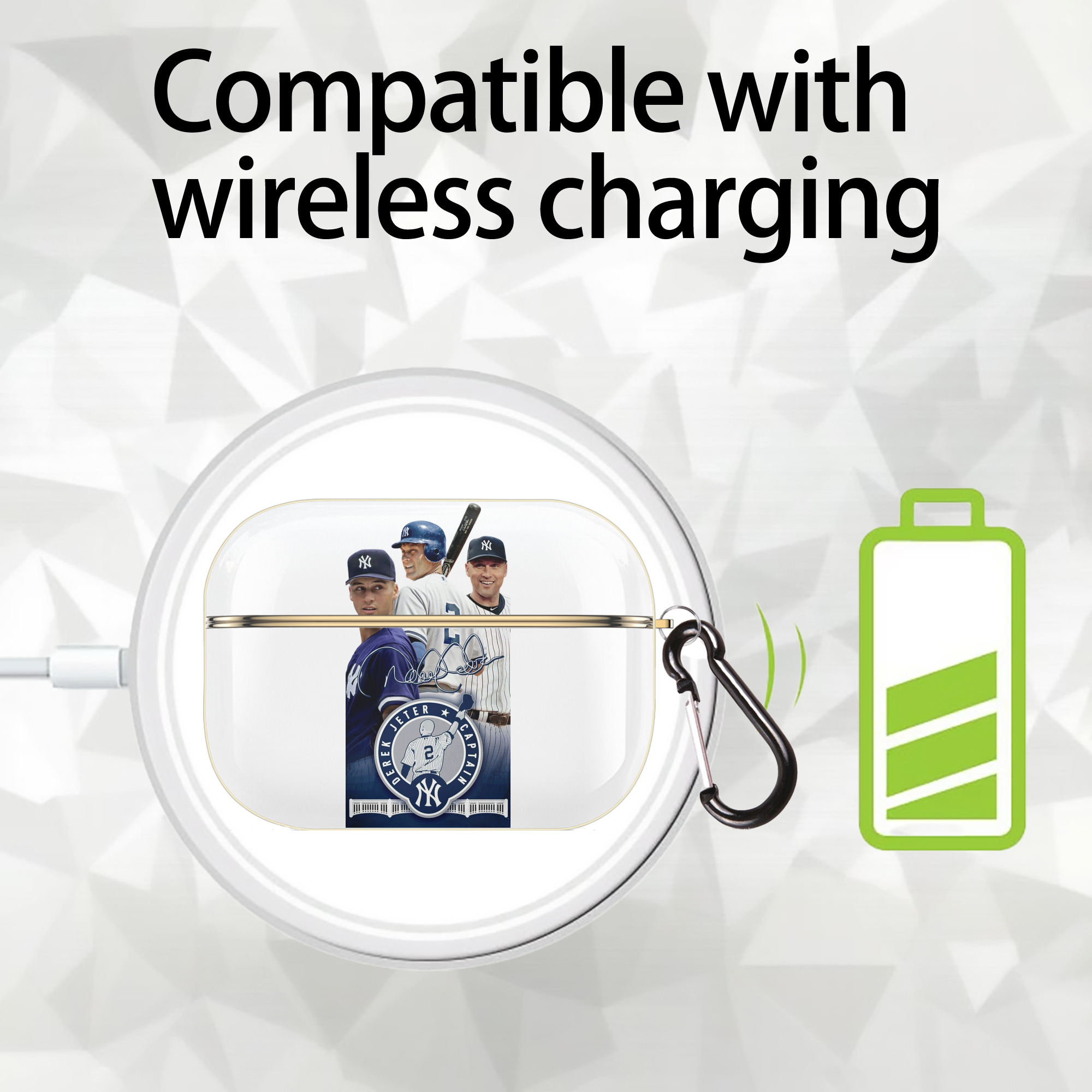 Derek Jeter 79 Luxury Gold AirPods Pro Case With Keychain, Flexible PC Material, Full Protection, Precise Cutouts, Anti-Fingerprint, Washable, Durable Design