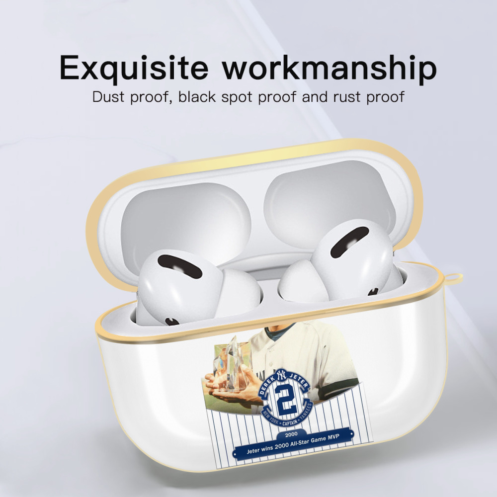 Derek Jeter 80 Luxury Gold AirPods Pro Case With Keychain, Flexible PC Material, Full Protection, Precise Cutouts, Anti-Fingerprint, Washable, Durable Design