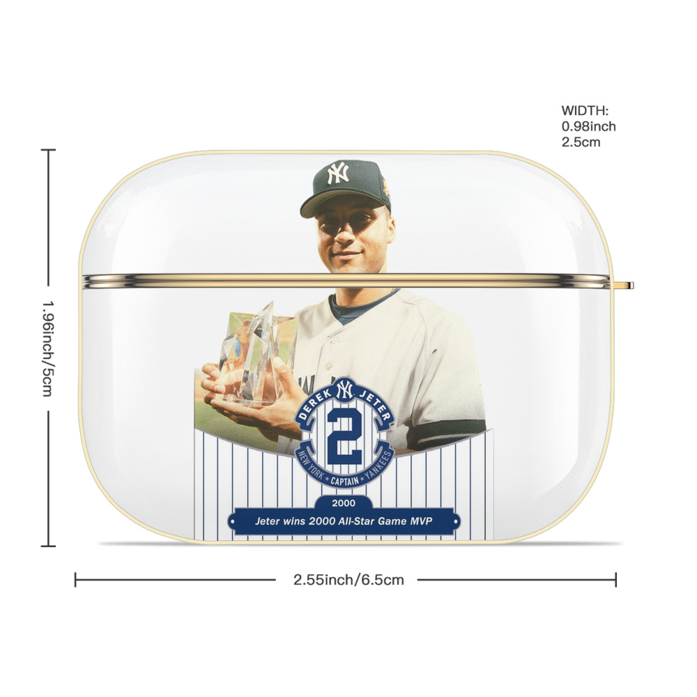 Derek Jeter 80 Luxury Gold AirPods Pro Case With Keychain, Flexible PC Material, Full Protection, Precise Cutouts, Anti-Fingerprint, Washable, Durable Design
