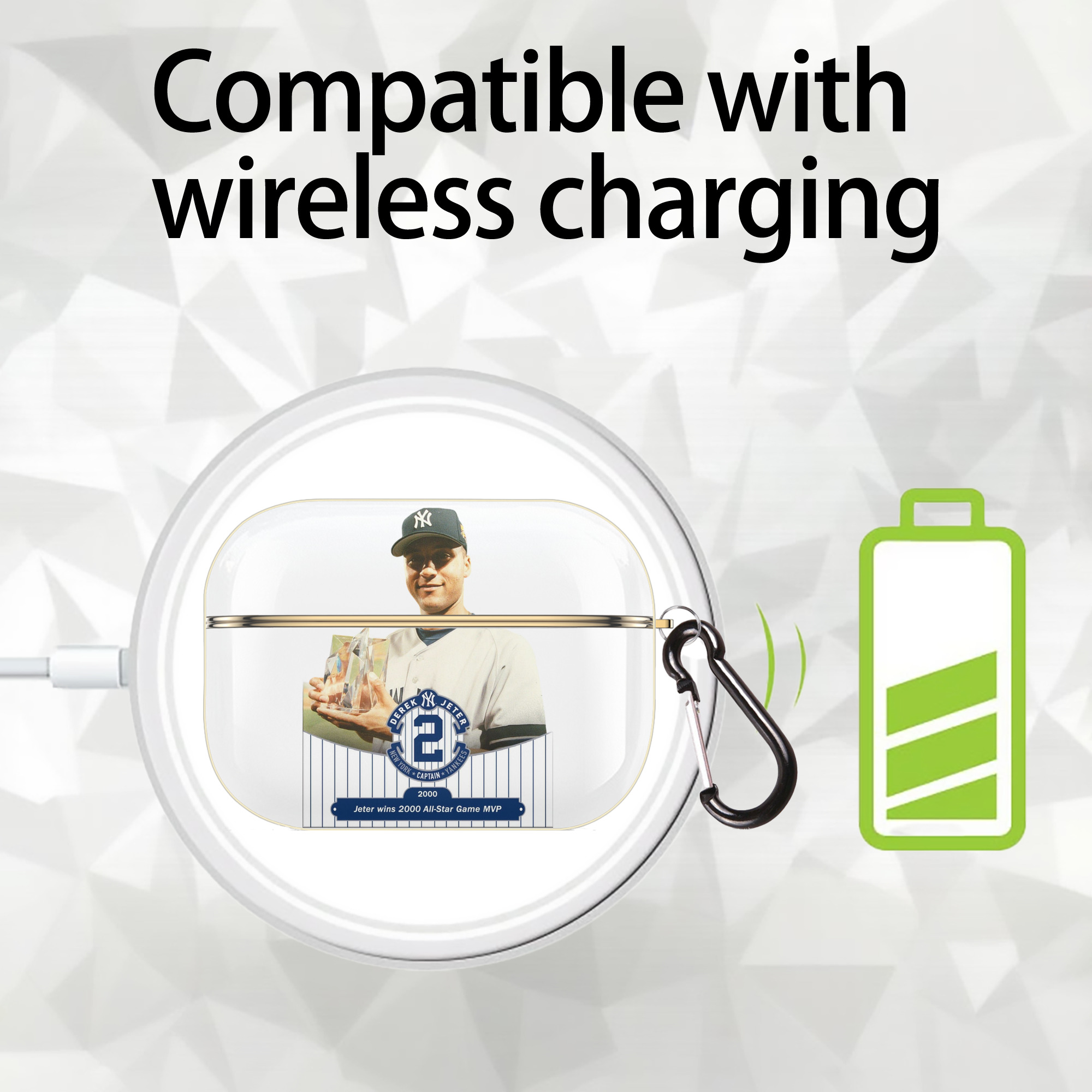 Derek Jeter 80 Luxury Gold AirPods Pro Case With Keychain, Flexible PC Material, Full Protection, Precise Cutouts, Anti-Fingerprint, Washable, Durable Design