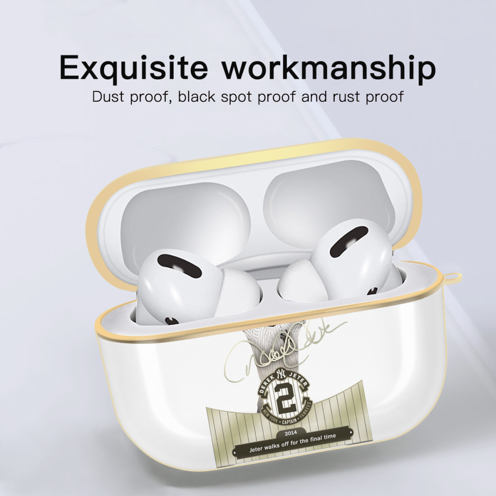 Derek Jeter 81 Luxury Gold AirPods Pro Case With Keychain, Flexible PC Material, Full Protection, Precise Cutouts, Anti-Fingerprint, Washable, Durable Design