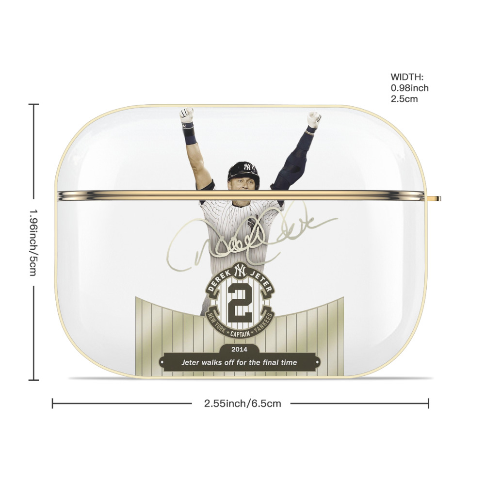 Derek Jeter 81 Luxury Gold AirPods Pro Case With Keychain, Flexible PC Material, Full Protection, Precise Cutouts, Anti-Fingerprint, Washable, Durable Design