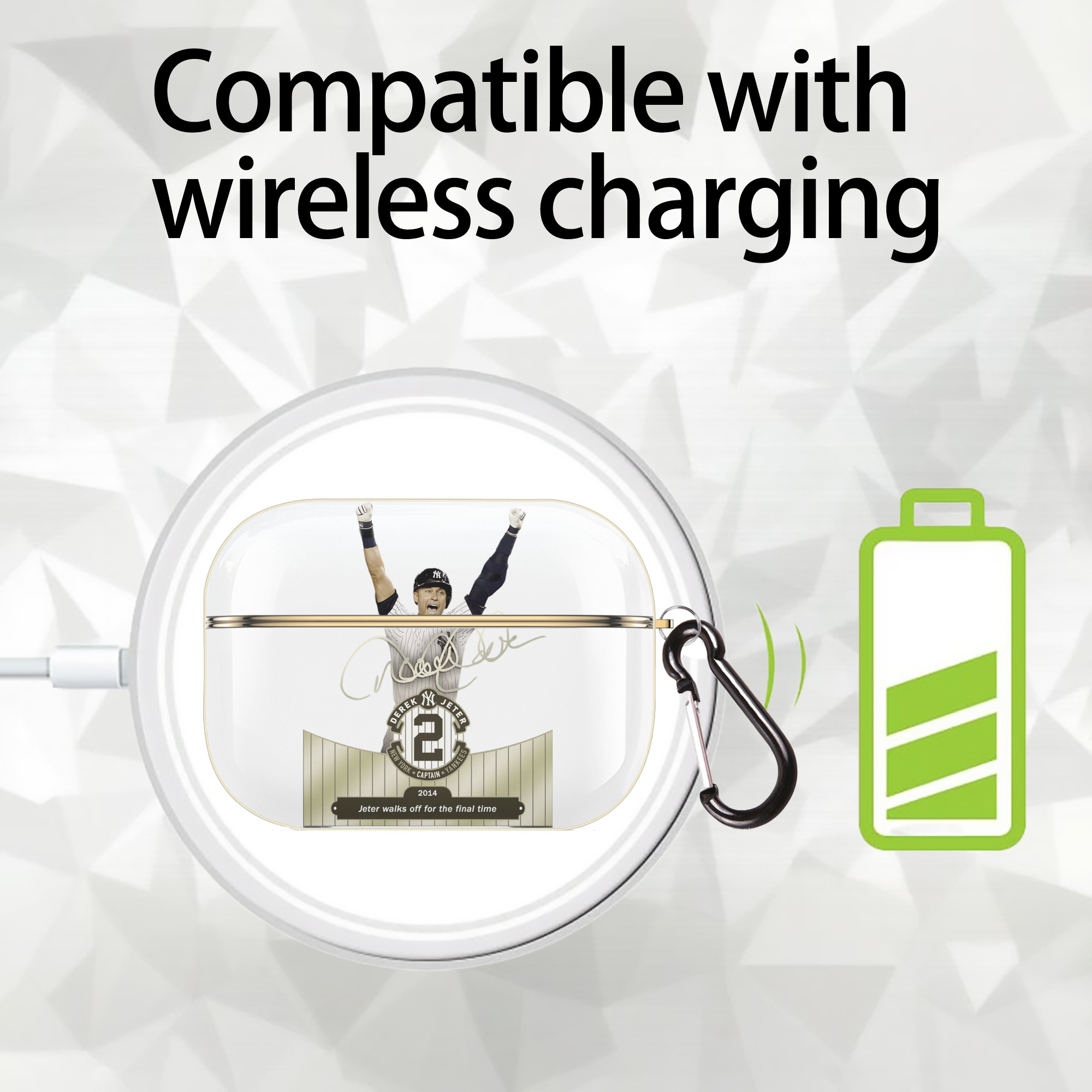 Derek Jeter 81 Luxury Gold AirPods Pro Case With Keychain, Flexible PC Material, Full Protection, Precise Cutouts, Anti-Fingerprint, Washable, Durable Design