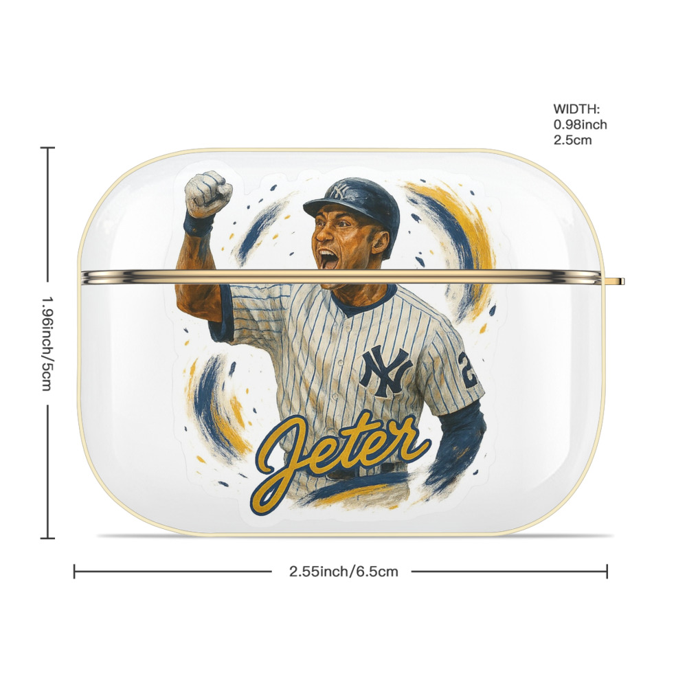 Derek Jeter 82 Luxury Gold AirPods Pro Case With Keychain, Flexible PC Material, Full Protection, Precise Cutouts, Anti-Fingerprint, Washable, Durable Design