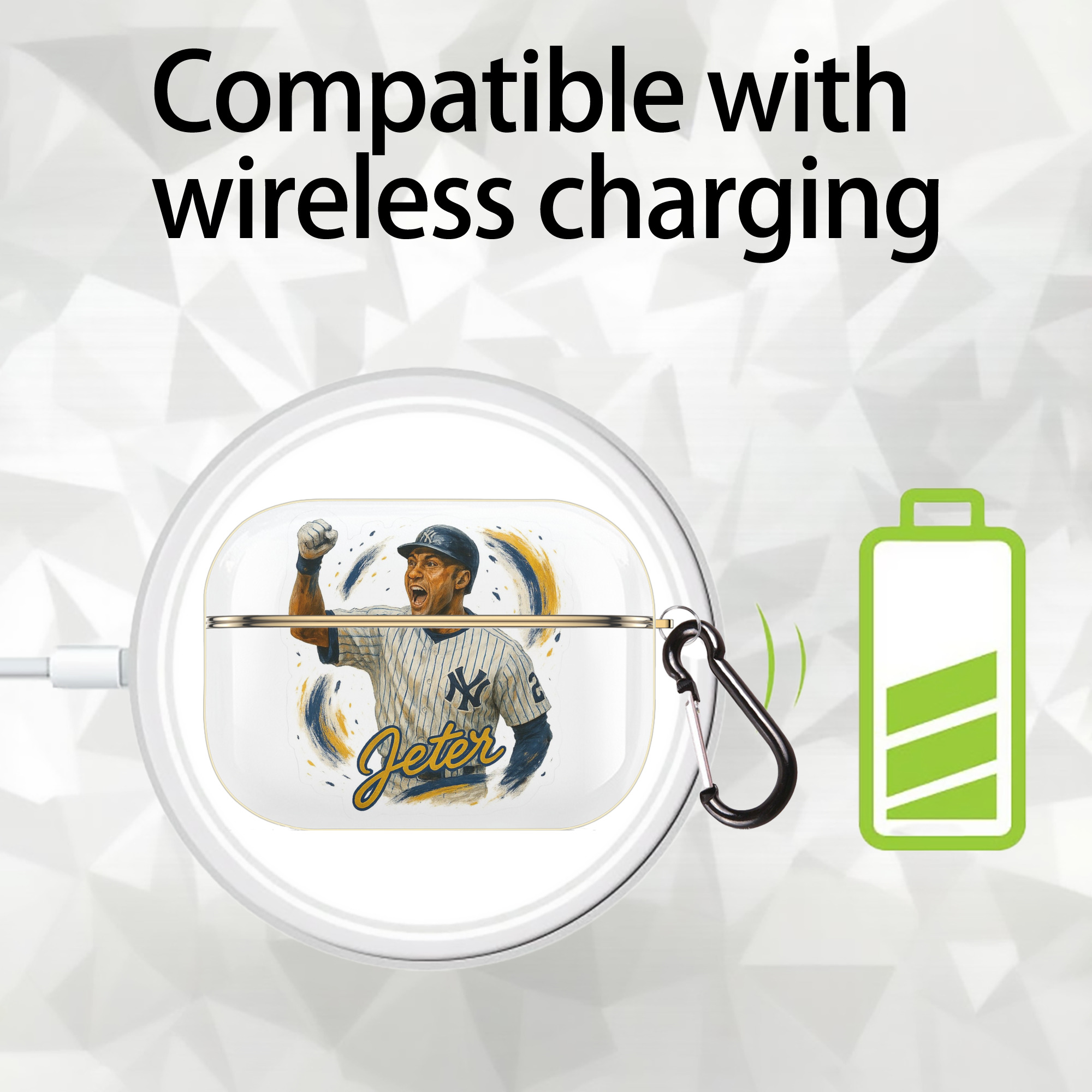 Derek Jeter 82 Luxury Gold AirPods Pro Case With Keychain, Flexible PC Material, Full Protection, Precise Cutouts, Anti-Fingerprint, Washable, Durable Design