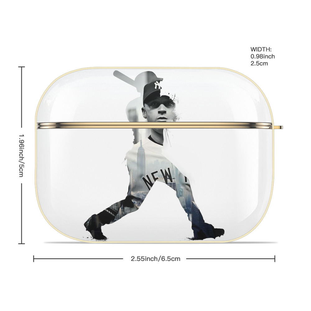Derek Jeter 83 Luxury Gold AirPods Pro Case With Keychain, Flexible PC Material, Full Protection, Precise Cutouts, Anti-Fingerprint, Washable, Durable Design