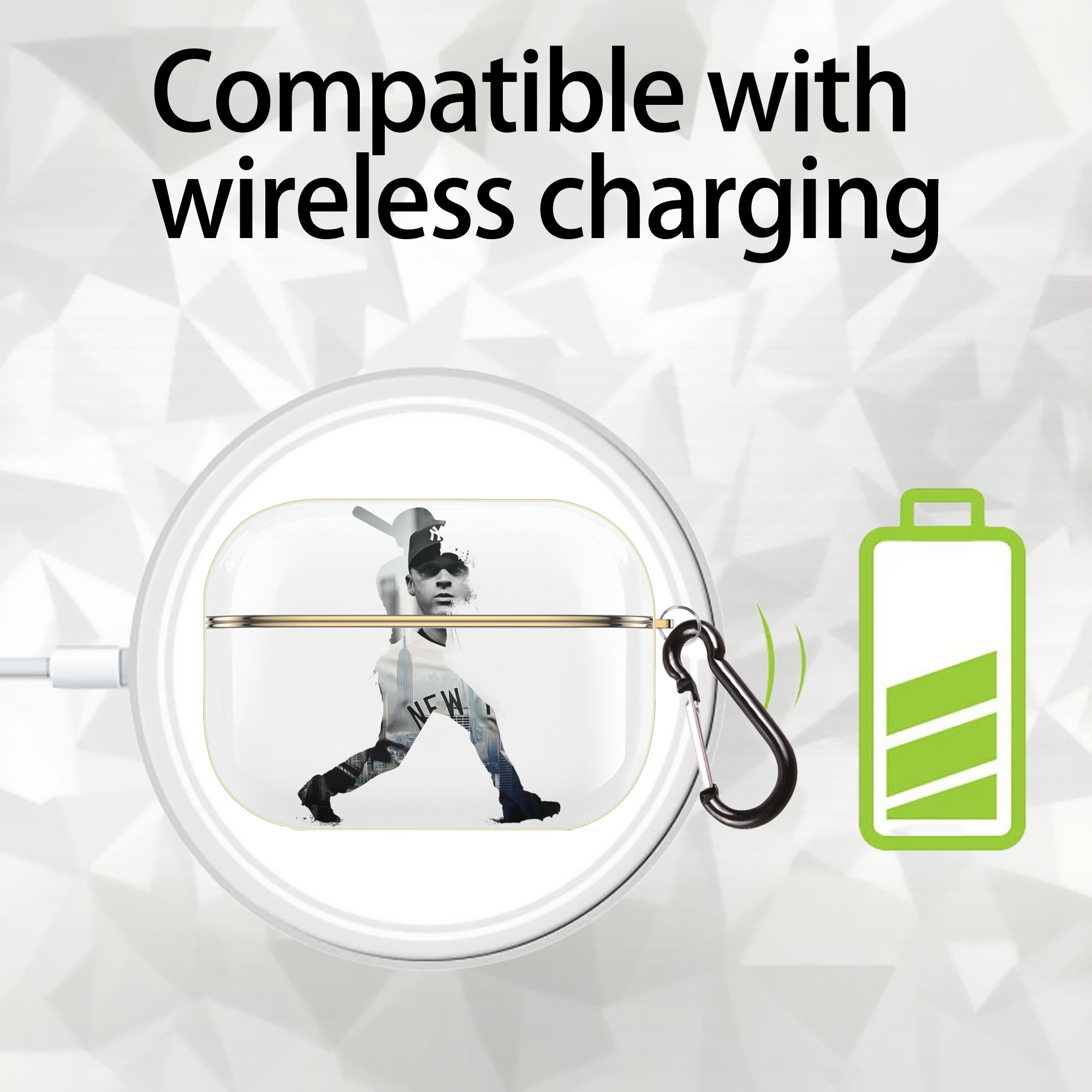 Derek Jeter 83 Luxury Gold AirPods Pro Case With Keychain, Flexible PC Material, Full Protection, Precise Cutouts, Anti-Fingerprint, Washable, Durable Design