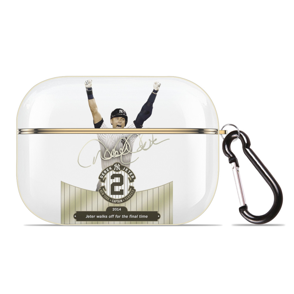 Derek Jeter 81 Luxury Gold AirPods Pro Case With Keychain, Flexible PC Material, Full Protection, Precise Cutouts, Anti-Fingerprint, Washable, Durable Design