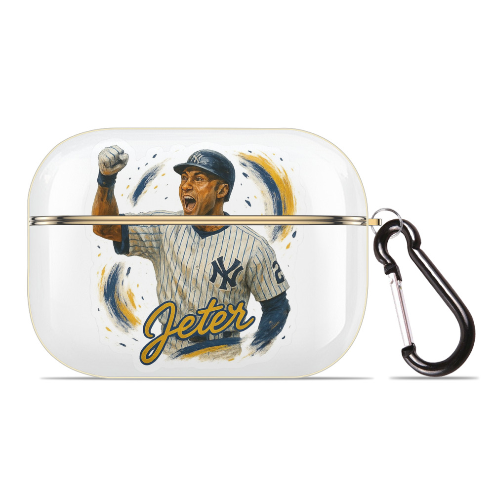 Derek Jeter 82 Luxury Gold AirPods Pro Case With Keychain, Flexible PC Material, Full Protection, Precise Cutouts, Anti-Fingerprint, Washable, Durable Design