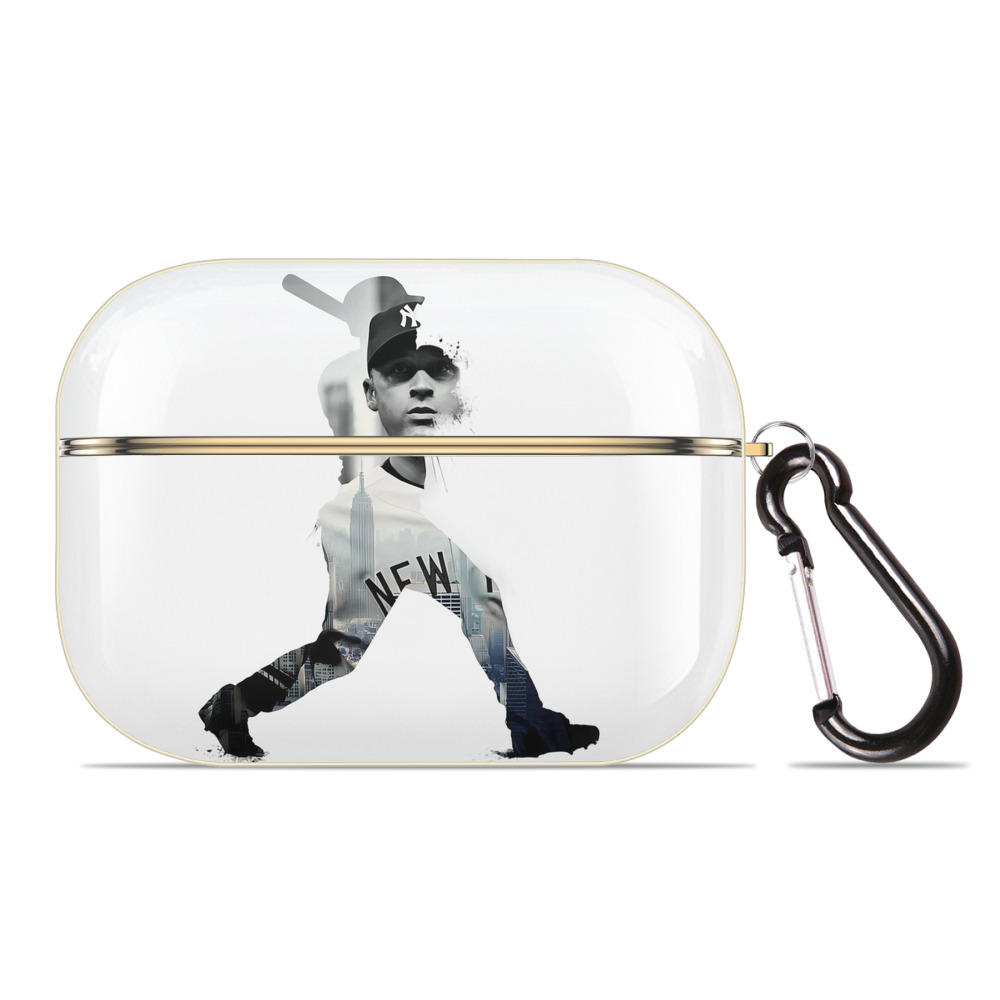 Derek Jeter 83 Luxury Gold AirPods Pro Case With Keychain, Flexible PC Material, Full Protection, Precise Cutouts, Anti-Fingerprint, Washable, Durable Design