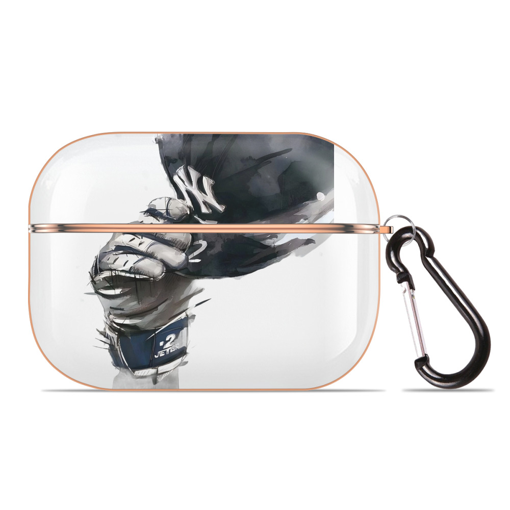 Derek Jeter 76 AirPods Pro Protective Case Rose Gold, Flexible PC Material, Precise Fit, Anti-Slip Cover, Full Protection, Fingerprint Resistant, Washable With Keychain