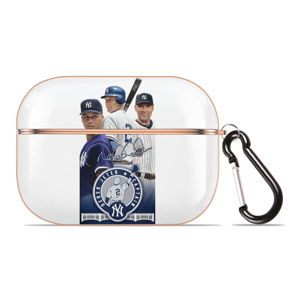 Derek Jeter 79 AirPods Pro Protective Case Rose Gold, Flexible PC Material, Precise Fit, Anti-Slip Cover, Full Protection, Fingerprint Resistant, Washable With Keychain