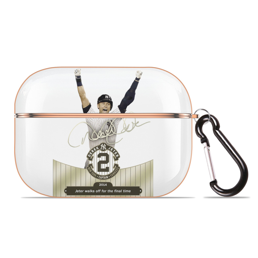 Derek Jeter 81 AirPods Pro Protective Case Rose Gold, Flexible PC Material, Precise Fit, Anti-Slip Cover, Full Protection, Fingerprint Resistant, Washable With Keychain